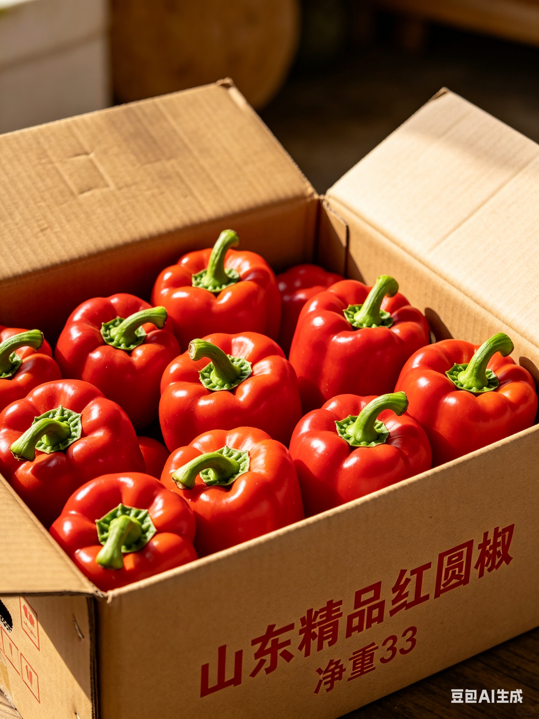山东精品红圆椒纸箱装净重33
